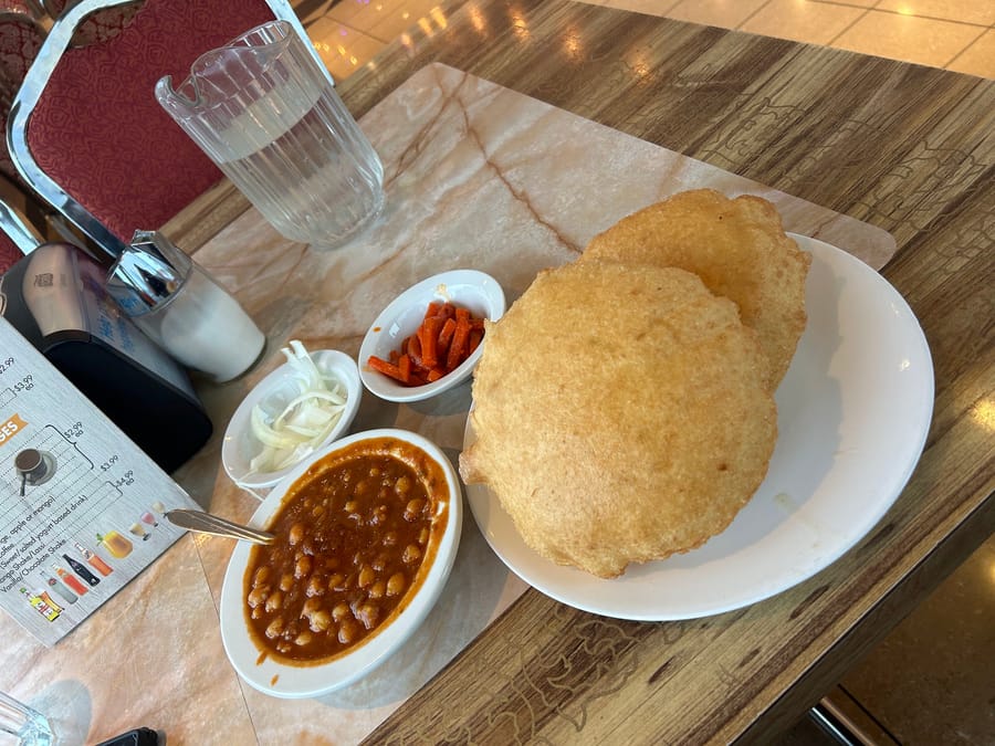 Cholay bhatura at Himalaya Restaurant